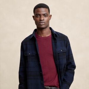 Banana Republic Men's HeavyWeight Flannel Shirt Blue/Black Large NWOT